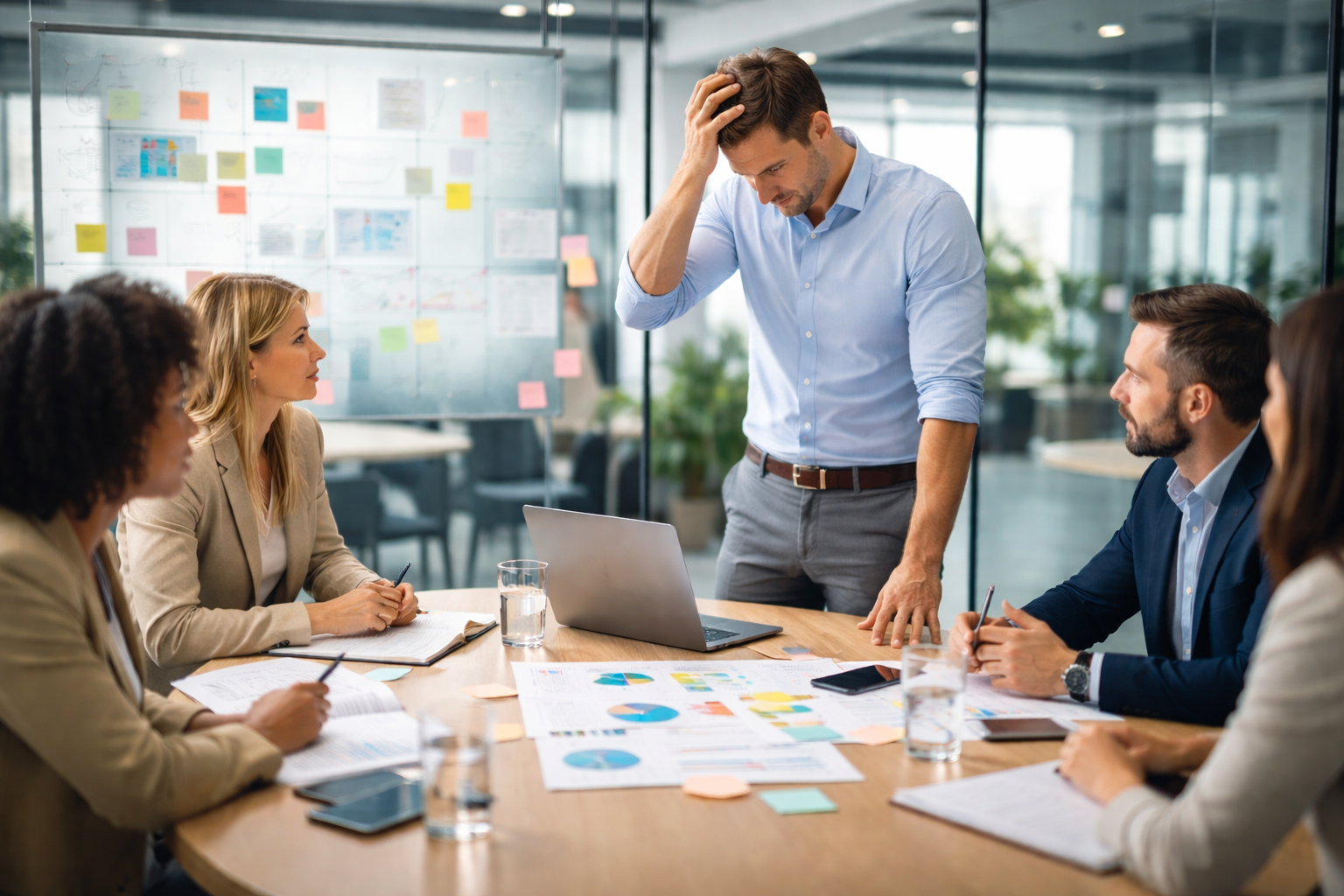 Business leadership team experiencing operational chaos during company growth