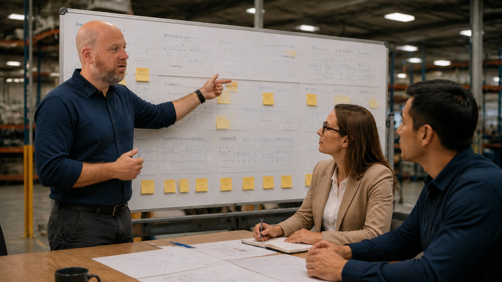 AnchorFlow operational assessment workshop with a team reviewing business processes